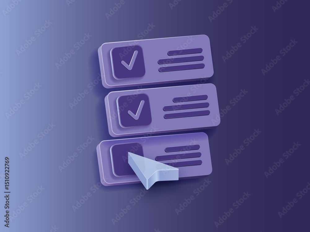 Fototapete bar with drop-down box for web interface design. 3d arrow mouse cursor with drop-down menu. web brow
