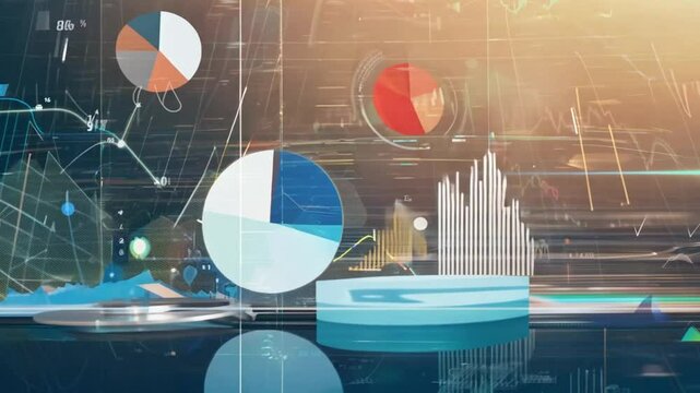 3d charts and graphs on digital interface showing data analytics or business growth in modern finance or economic visuals for presentations - Powered by Adobe