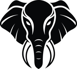 elephant head silhouette, curved trunk, large ears
