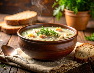 Creamy soup in a bowl