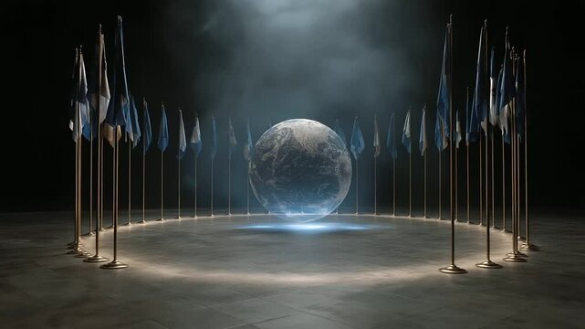 Globe Covered in Colorful Fabric Flags Representing Unity and Diversity