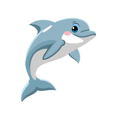 vector illustration of cartoon dolphin