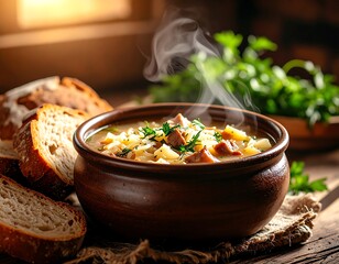 Hearty soup with bread (1)