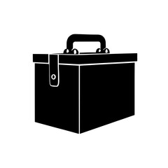 Minimalist black silhouette of a toolbox representing various trade professions