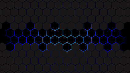 Hexagonal abstract metal background with light