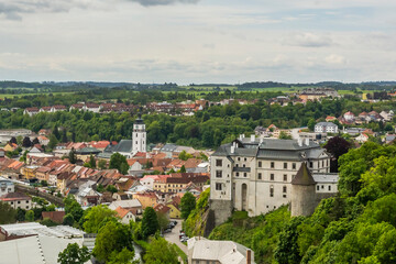 Beautiful atmospheric view from above of Velké Meziříčí, the town in Chech Republic