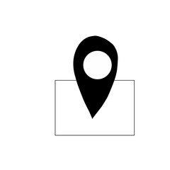 A black map marker icon