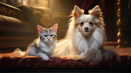 group of cats and dog