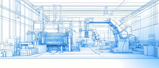 Light Blue Industrial Building Layout