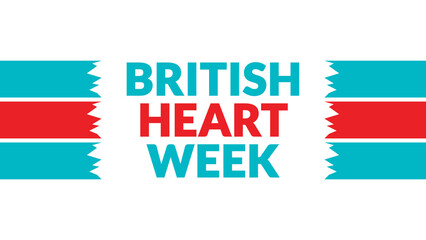 British Heart Week text with side lines on a White background. Which is observed every year in June to celebrate British Heart Week.
