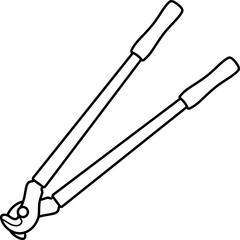 Professional heavy duty cable shears with forged hardened cutting jaws for large diameter copper and aluminium cables. Vector outline icon.