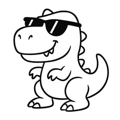 Fototapeta premium Cool Dinosaur in Sunglasses: A cute cartoon T-Rex dinosaur sporting cool sunglasses, ready for summer fun.