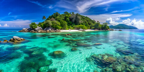 Fototapeta premium Lipe island coral reef and tropical beach