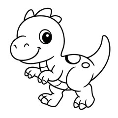 Fototapeta premium Playful Dino Delight: A cute cartoon dinosaur, full of cheerful energy, invites creative fun with its simple, inviting outline.