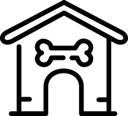 Simple vector dog house icon with bone symbol