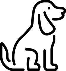 Outline sitting dog vector icon—minimal canine silhouette
