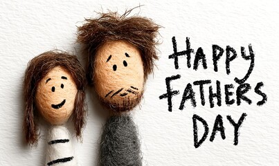 Happy fathers day card with father and daughter handmade craft decoration