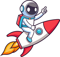 Futuristic cartoon astronaut rocket vector illustration with transparent background © kdpprosolutions2015