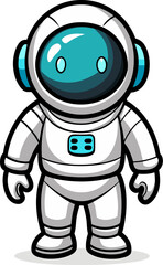 Robot astronaut standing in white suit vector illustration with transparent background