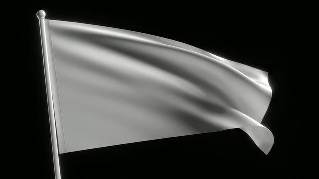 Monochrome flag waving in slow motion representing peace and neutrality