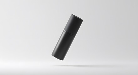 Elegant Black Cylindrical Product Packaging Mockup on White Background for Branding Presentation
