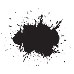 Vector black drops of paint and stains, ink blots
