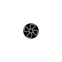 Solid Black Fan Icon – Minimal Ventilation Symbol for Apps, Web, HVAC, and UI Design