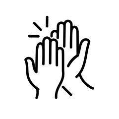 High five pixel perfect linear icon. Success gesture. Productive teamwork metaphor. Collaboration. Thin line illustration. Contour symbol. Vector outline drawing. Editable stroke. clapping hands icon.