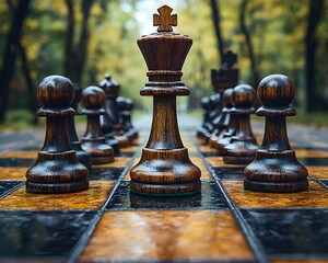 Strategic chess game with financial pieces