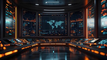 Futuristic financial data and investment analytics dashboard