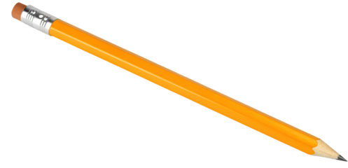 A close up shot of a yellow pencil with a pink eraser on a black background in a studio setting