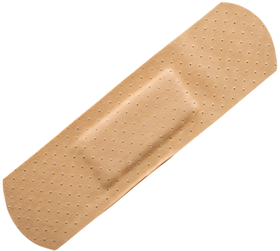 Isolated adhesive bandage with tan color and small holes on a black background in close up view