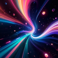 Obraz premium Abstract Cosmic Swirls Vibrant Nebula and Light Trails in Space