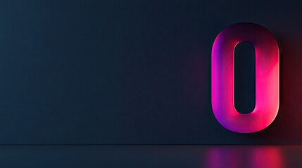 Neon pink number zero on a dark background.