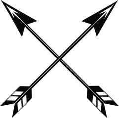 crossed arrows silhouette, feather ends, tribal symbol
