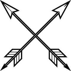 crossed arrows silhouette, feather ends, tribal symbol
