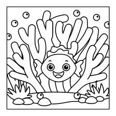 Fototapeta premium ocean animal cartoon coloring pages