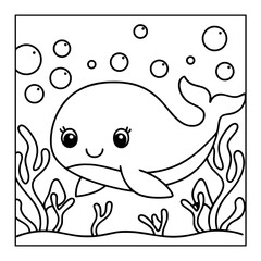 Obraz premium ocean animal cartoon coloring pages