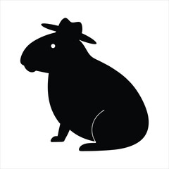 Capybara sitting wearing a sun hat vector