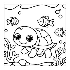 Fototapeta premium ocean animal cartoon coloring pages