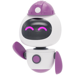 Ai Robot Gretting and  Helmet 3d render icon isolated on transparent white background	