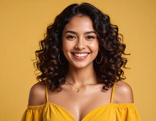 Smiling woman with curly hair