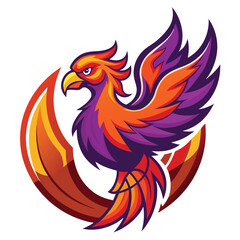 Obraz premium Phoenix mascot showcasing power and energy with a basketball in its talons, perfect representation of teamwork and athletic spirit in vibrant colors