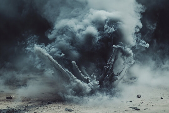 Torn smoke trails in high-speed motion