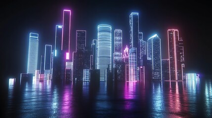 Neon city skyline