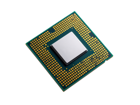 Microchip Floating on White Background with No Shadow Effect