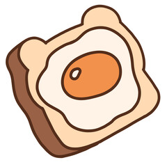 Obraz premium Sunny Side Up Egg on Sliced Bread Cute Hand Drawn Illustration