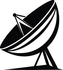 satellite dish silhouette, upward signal, tech icon
