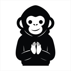 Obraz premium Chimpanzee clapping wearing a hoodie vector