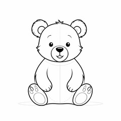 Obraz premium Black and white line drawing of a teddy bear, children's coloring book
